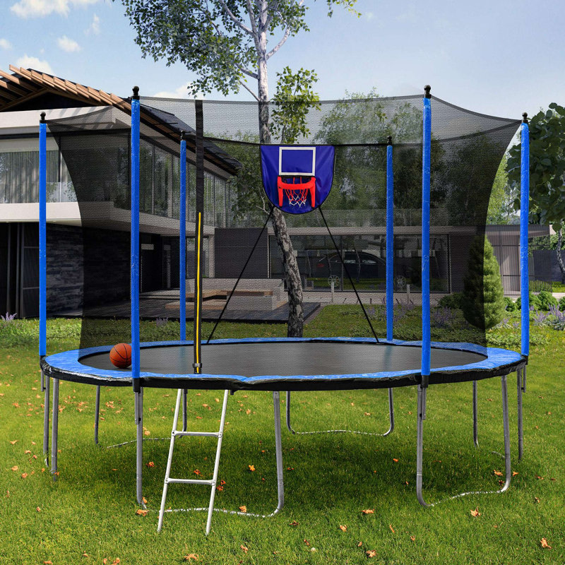 Trampoline avec gonfleur et échelle pour panier de basketball, filet de sécurité supplémentaire de 6 pièces