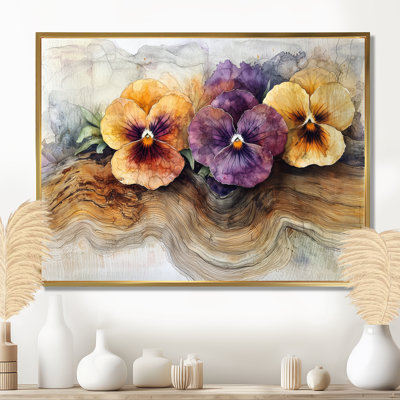 Giralt Summer Pansies Flowers on A Top of Wooden Slide II - Pansies
