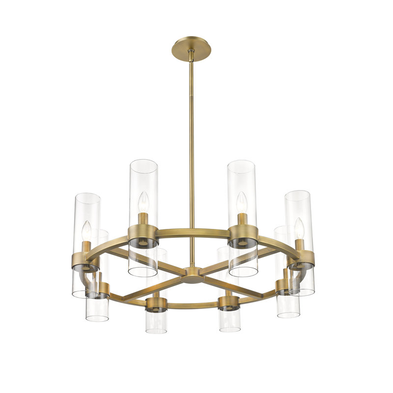 Fouges 8 - Light Dimmable Wagon Wheel Chandelier, Rubbed Brass