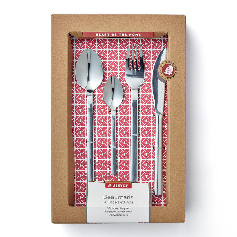 Judge 16 Piece Stainless Steel Cutlery Set, Table Settings for 4, Beaumaris Design