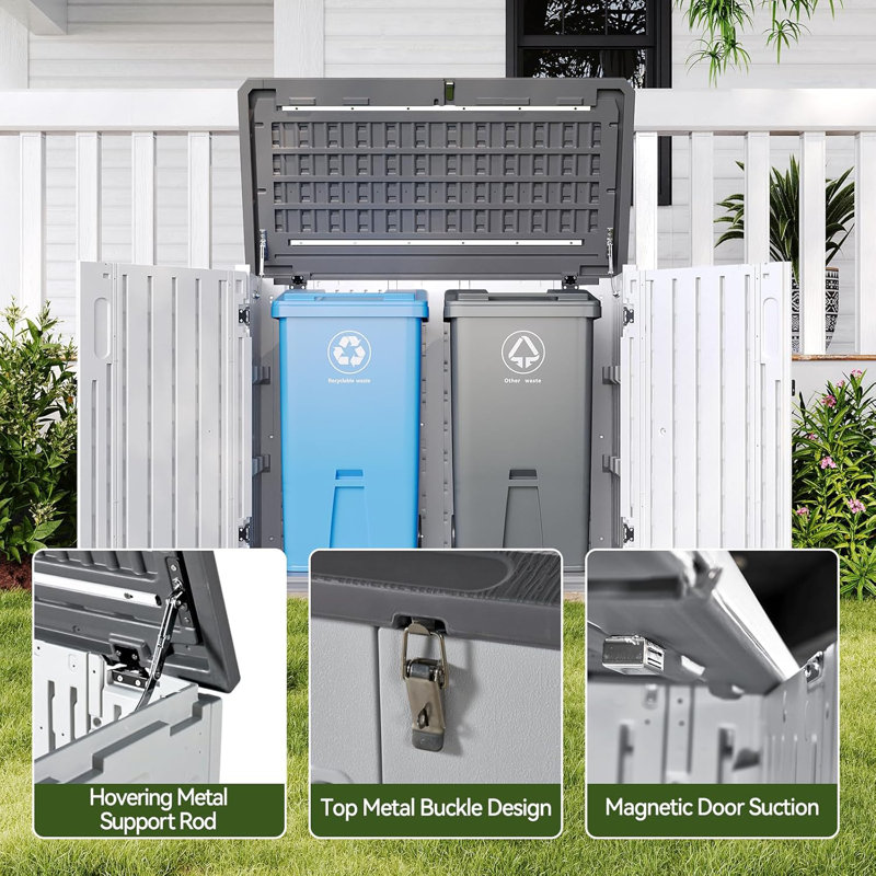 4.5 Ft. W X 2.5 Ft. D  35 Cu.ft  Resin Horizontal  Waterproof Garbage Shed