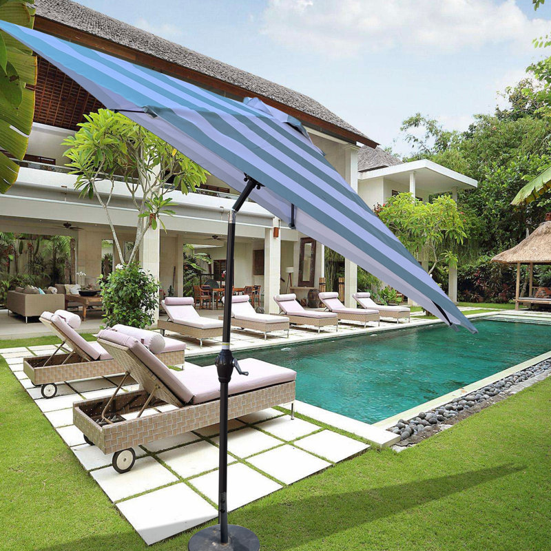Parasol 9 pi avec motif clair + cyan, Cyan