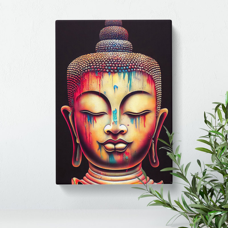 Paint Drip Buddha No.2 - Wrapped Canvas, 50cm H x 35cm W x 3cm D