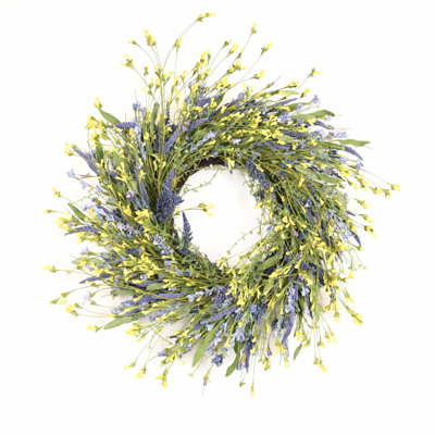 24" Artificial Spring Summer Blossom Cluster Greenery Foliage Berry Wildflower Front Door Wreath