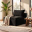 Canapé modulaire à compression noir en velours côtelé, fauteuil d'appoint sans pieds pour chambre à coucher