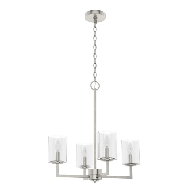 Lustre géométrique rectangulaire à 4 lumières Kerrison, Nickel brossé