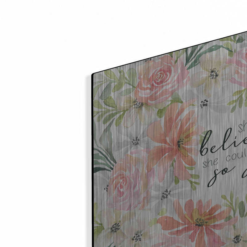 «Floral She Believed» par Cindy Jacobs, art mural en métal, H 12 po x l 16 po