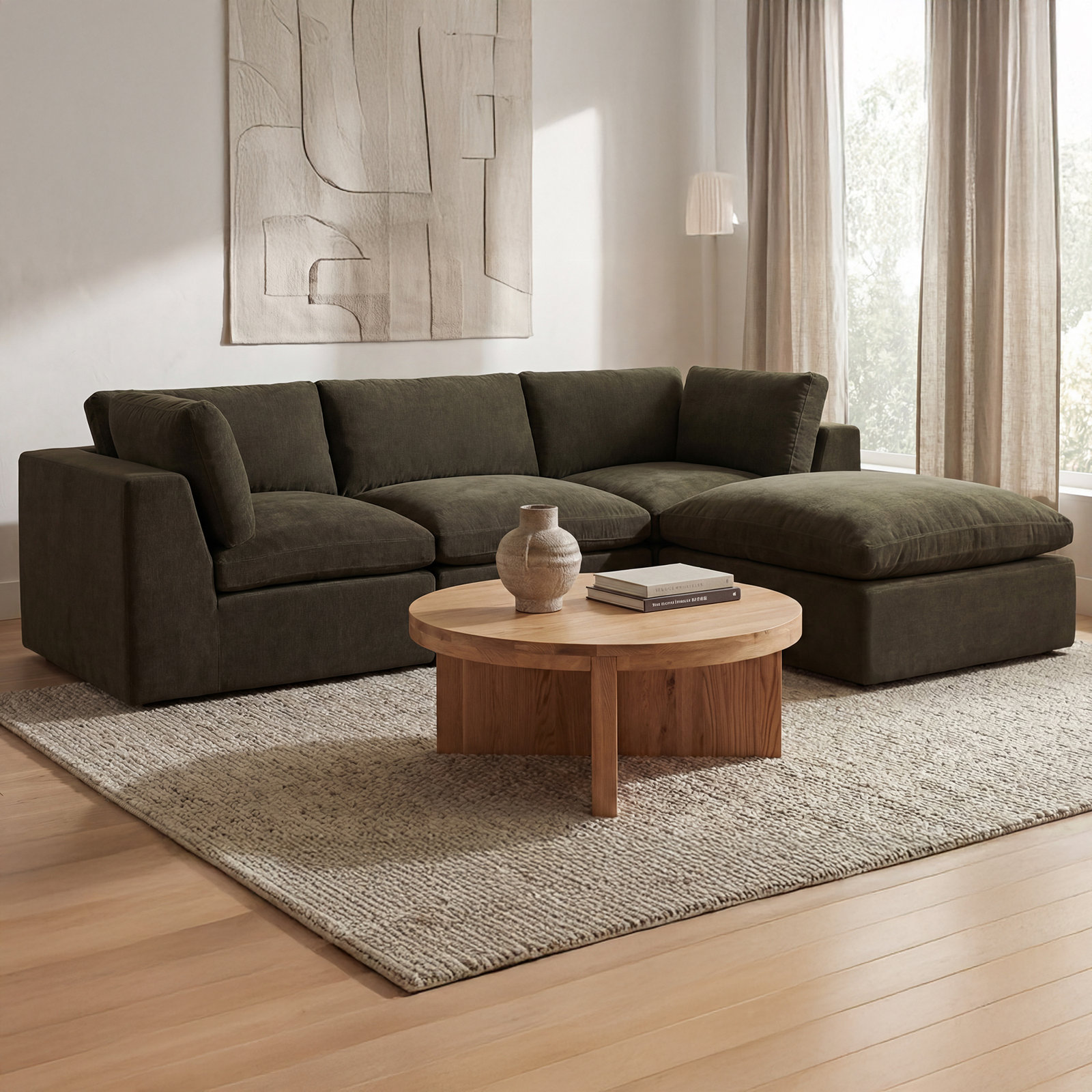 Calder Modular Corner Sectional, Green Polyester