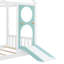 Lits jumeaux cabane, glissade en bois MDF avec lumières de boules, chambre d'enfant bleue moderne-1283288697