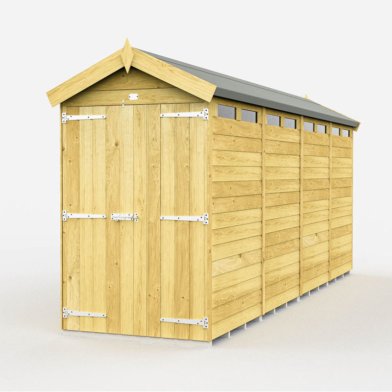 4ft x 16ft Apex Security Shed - Double Door