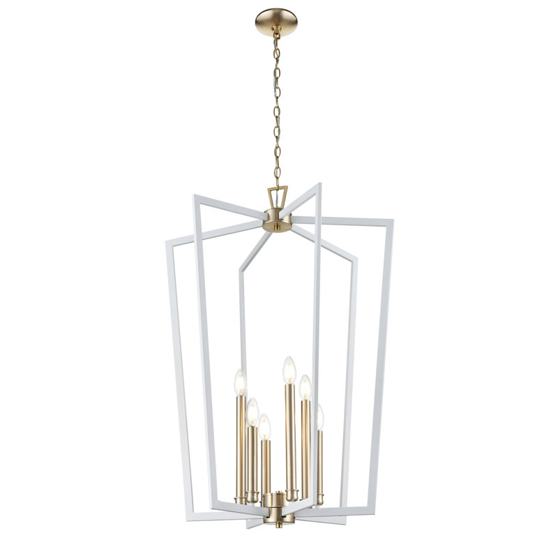 Luminaire suspendu blanc mat / or moderne 6 lumières Millenium Lighting