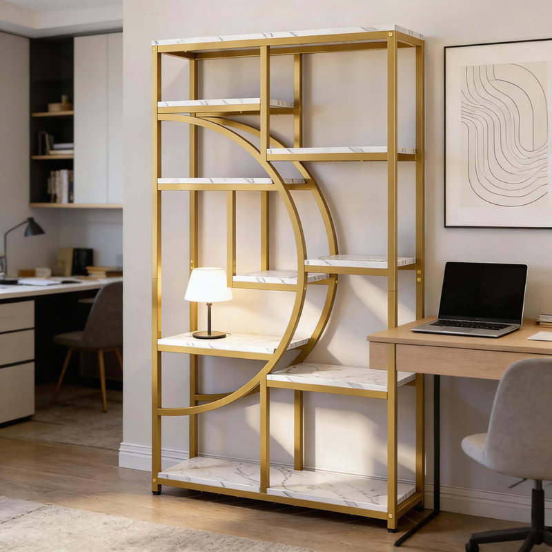 9-Cube Geometric Bookshelf with Industrial Design