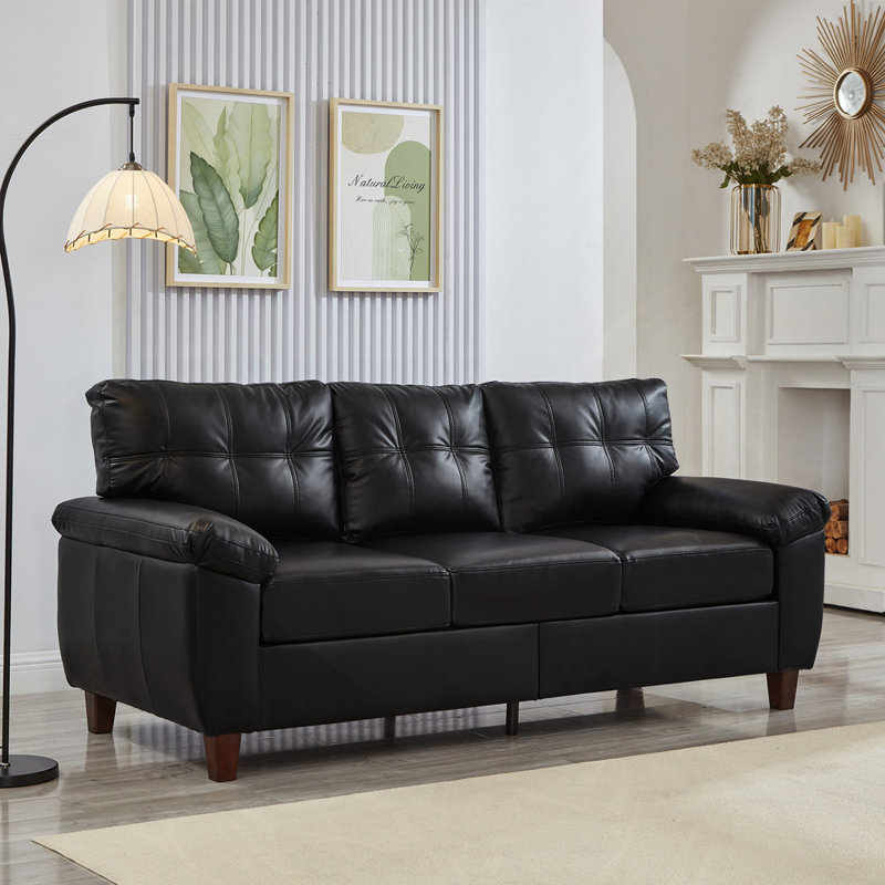 Canapé 79 po à trois places 79 po, H 35 po x l 79 po x P 32,3 po, Noir