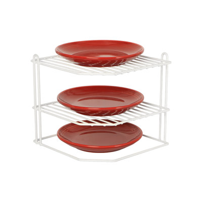 Buckingham 3 Tier Corner Plate Rack Kitchen Cupboard Tidy Storage Organiser