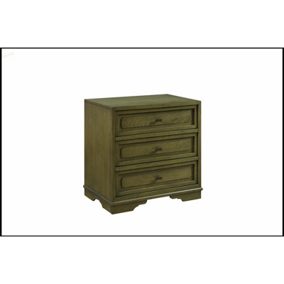 Table de chevet 3 tiroirs avec finition riche pistache, parfaite pour le rangement élégant et fonctionnel de la chambre à coucher.