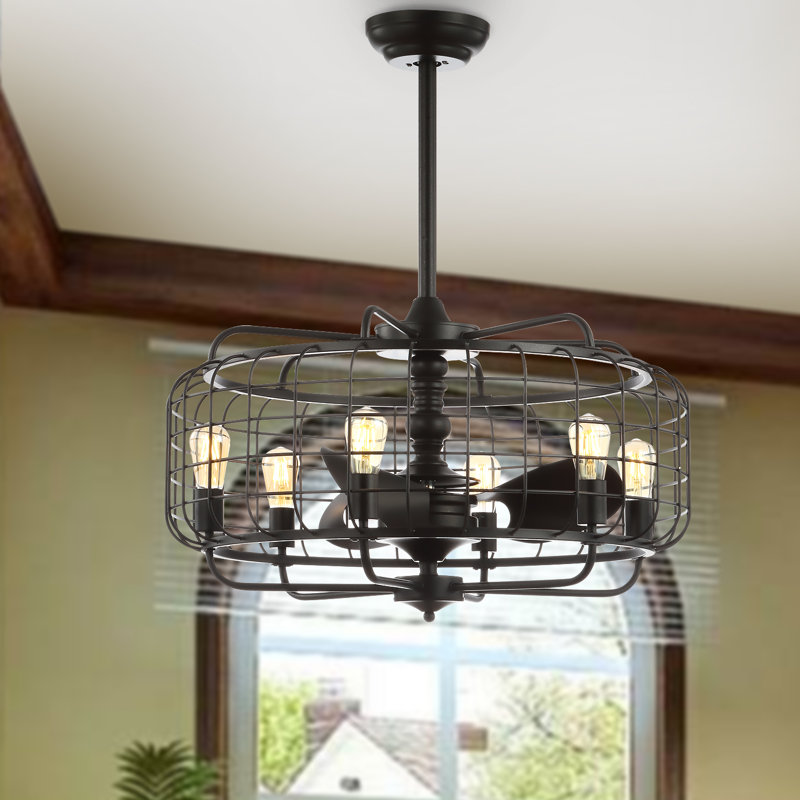 Ventilateur de plafond en cage à 3 pales 22,625 "avec télécommande et ensemble d'éclairage inclus Laci