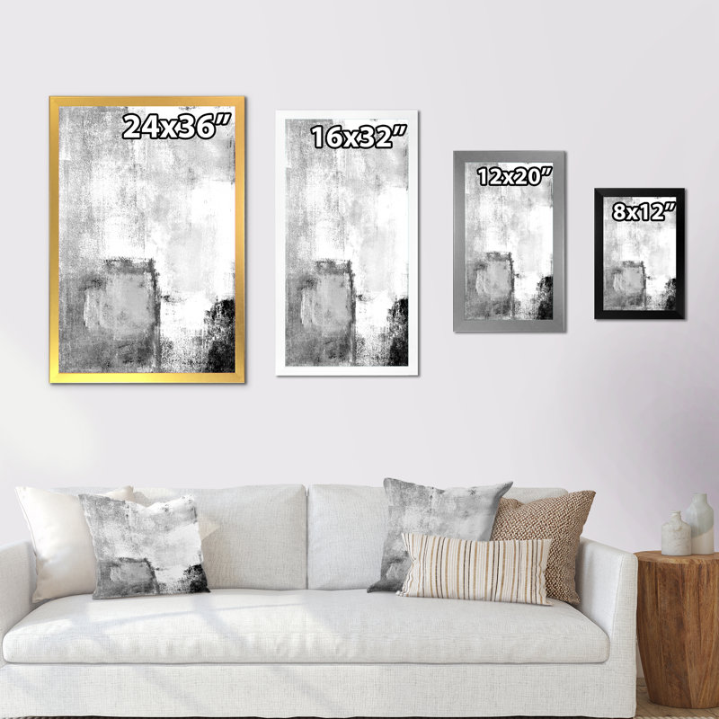 Art moderne gris et bleu II 2FDP47722, Cadre noir, H 20 po x l 12 po x P 1 po