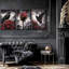 3 Piece Gothic Crow Canvas Wall Art Halloween Decor, Framed Dark Butterfly Aesthetic Pictures Prints, Goth Romantic Red Rose Wall Decor for Living Room Bedroom Halloween Decorations – 16x24in
