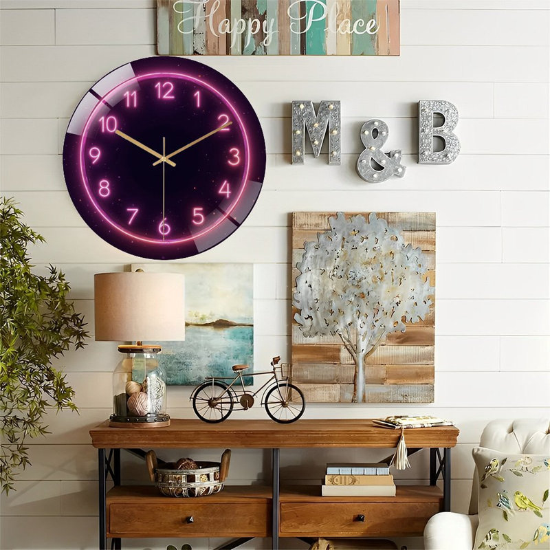 Horloge murale de style néon