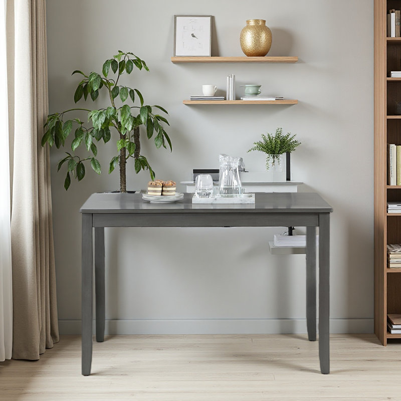 Wooden Dining Rectangular Table, Kitchen Table For Small Space, Gray
