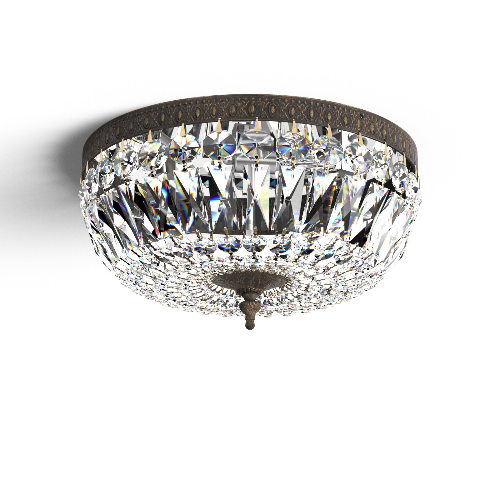 Linal 3 Light Crystal Flush Mount, English Bronze