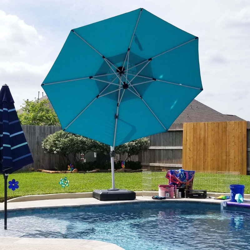 Parasol extérieur Legend avec base, H 108 po x l 156 po x P 156 po, Bleu marine
