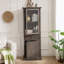 Grande armoire de rangement autoportante avec porte vitrée et tablettes réglables, buffet pour une organisation polyvalente des pièces-299283112
