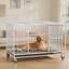 Meuble de 48 po en métal robuste avec roulettes verrouillables, cage intérieure pour chien avec plateau amovible et porte double, chenil pour chiens de grande / moyenne taille-936252854-933074098