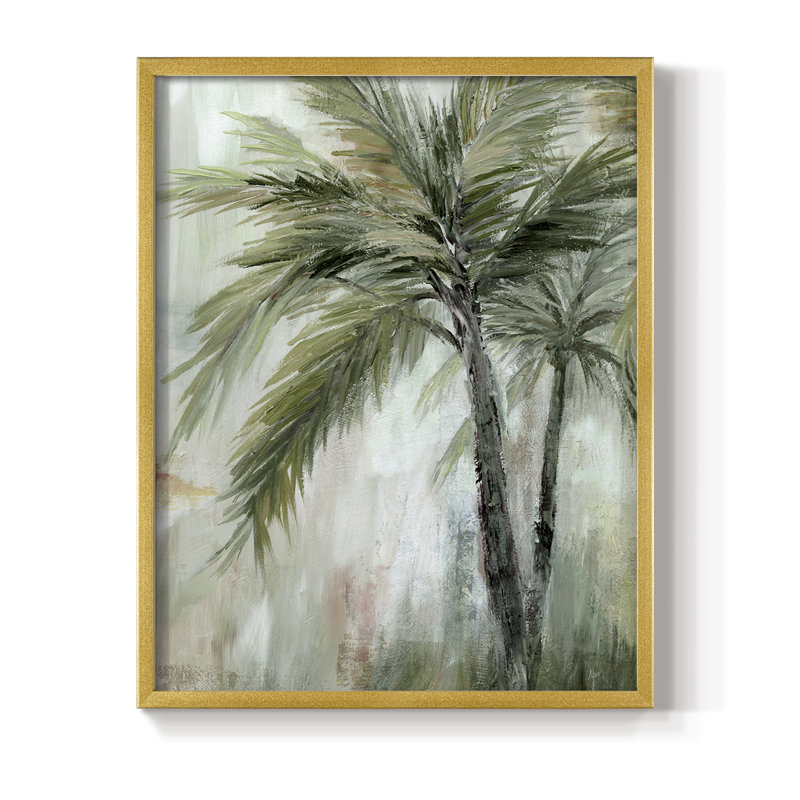 «Tropical Palm II», reproduction encadrée - bois massif, H 15 po x l 12 po, Doré