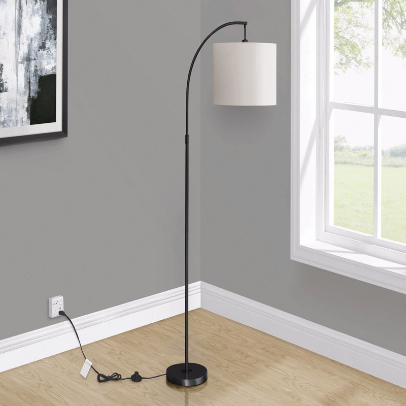 Lighting, 65"H, Floor Lamp, Black Metal, Ivory / Cream Shade, Contemporary, Black