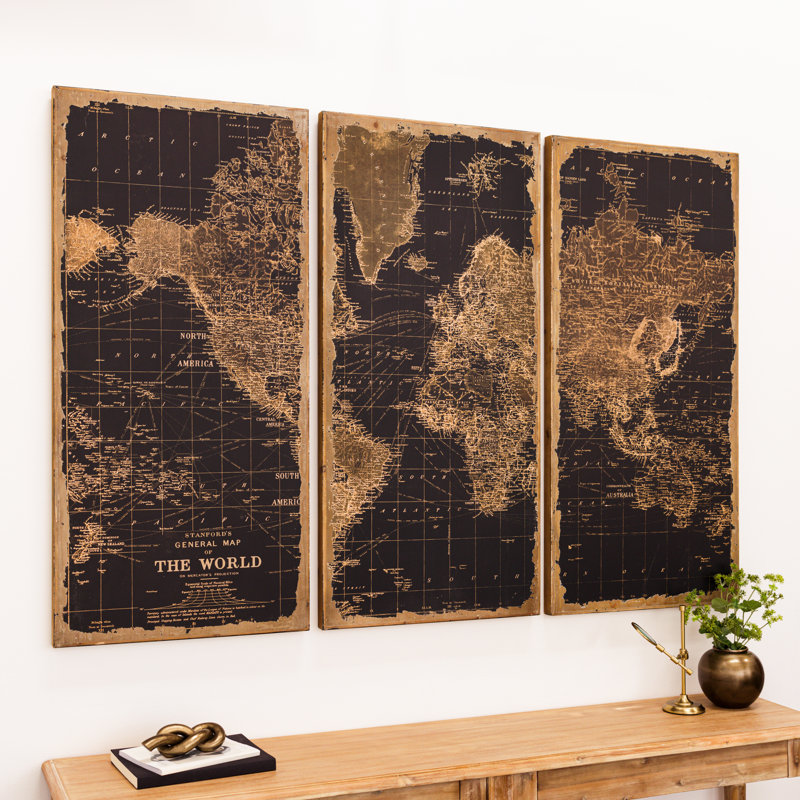 Carte du monde, ensemble de 3 impressions