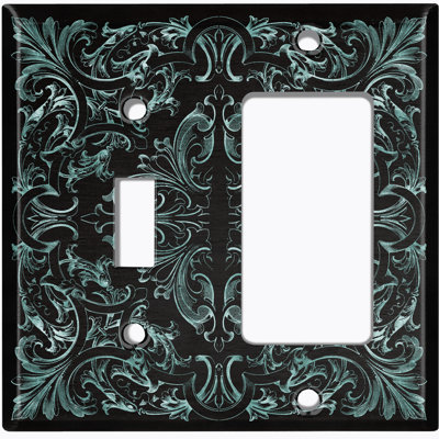 Patterned 2 - Gang Toggle Light Switch Standard Combination Wall Plate