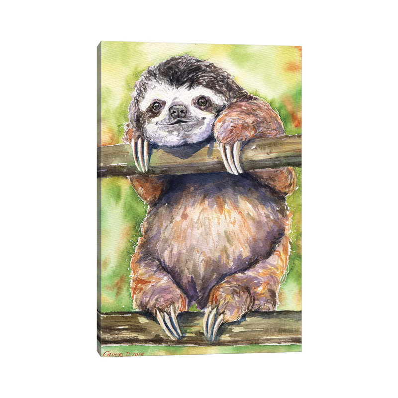 Sloth by George Dyachenko - Wrapped Canvas Painting, 66.04 cm H x 45.72 cm W x 1.91 cm D