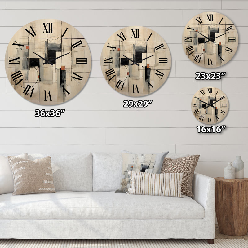Horloge murale en bois massif Stebbins, Très grand