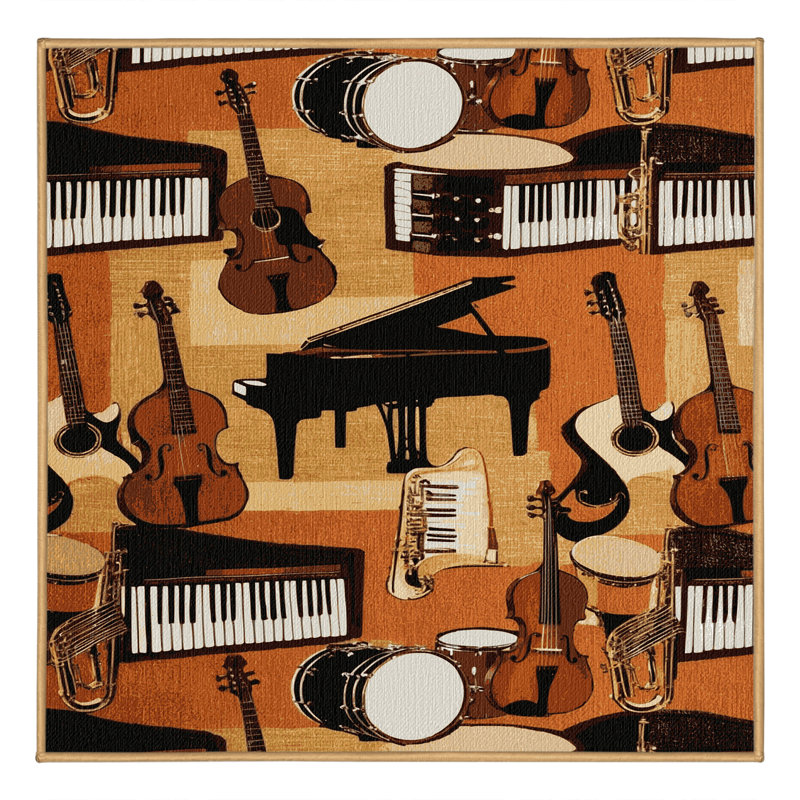  Tapis lavable de la collection d'instruments de musique lavable, Carré 3 pi