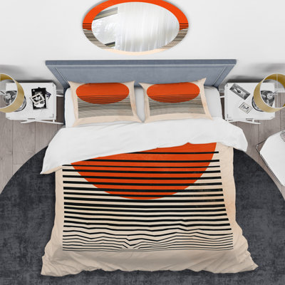 Minimal Geometric Orange Bold Sunset II BeddingMicrofiber / Polyester Duvet Cover Set