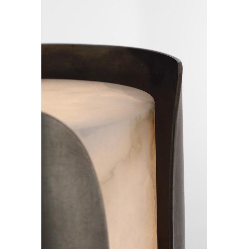 Anne-Marie Barton Armise 18" Sconce with Alabaster, 29" H x 7" W x 7.75" D, Mottled Pewter