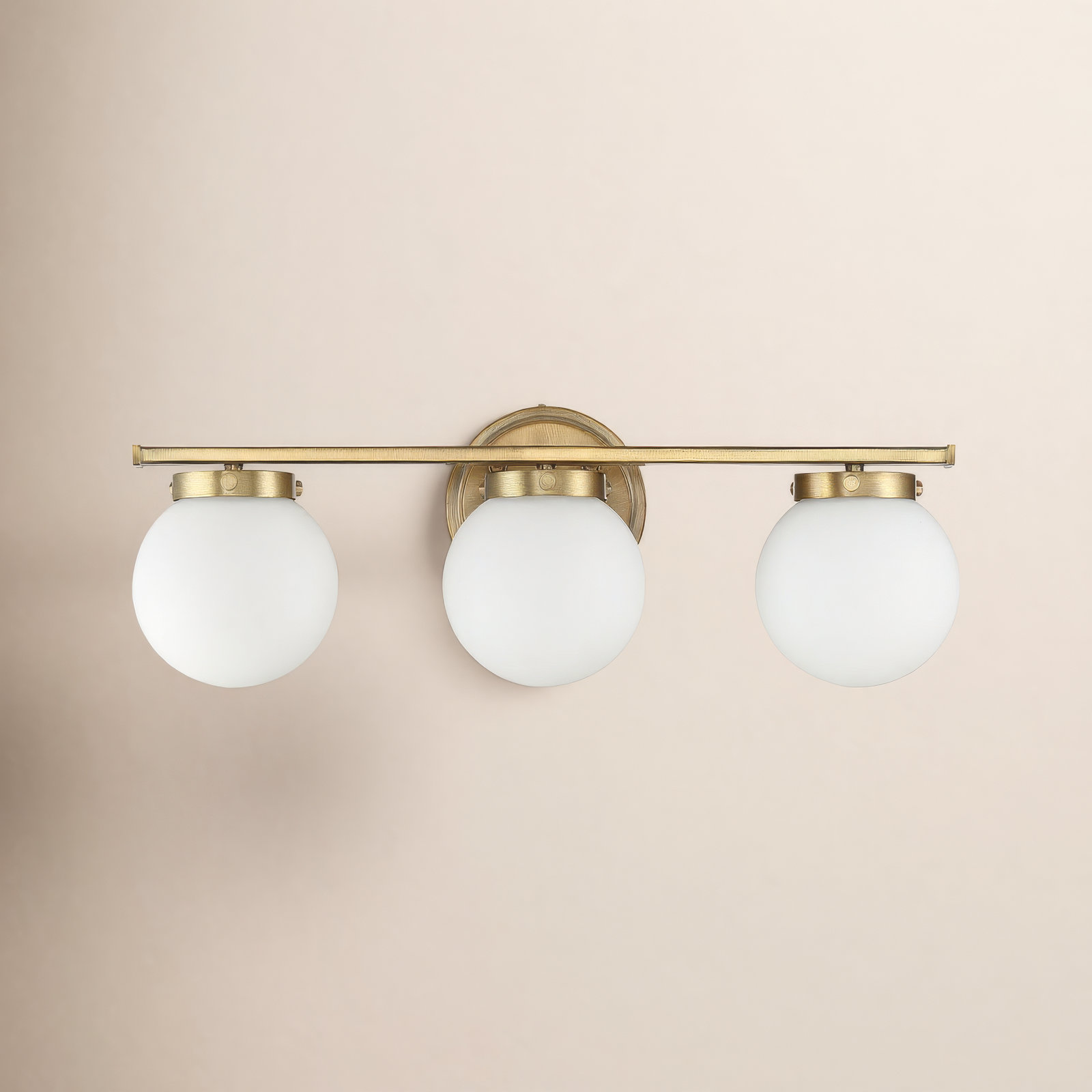 Finian 3-Light Dimmable Vanity Light, White, Natural Brass