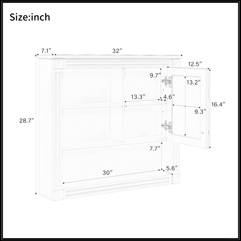 Armoire murale 32 po avec miroir, Black