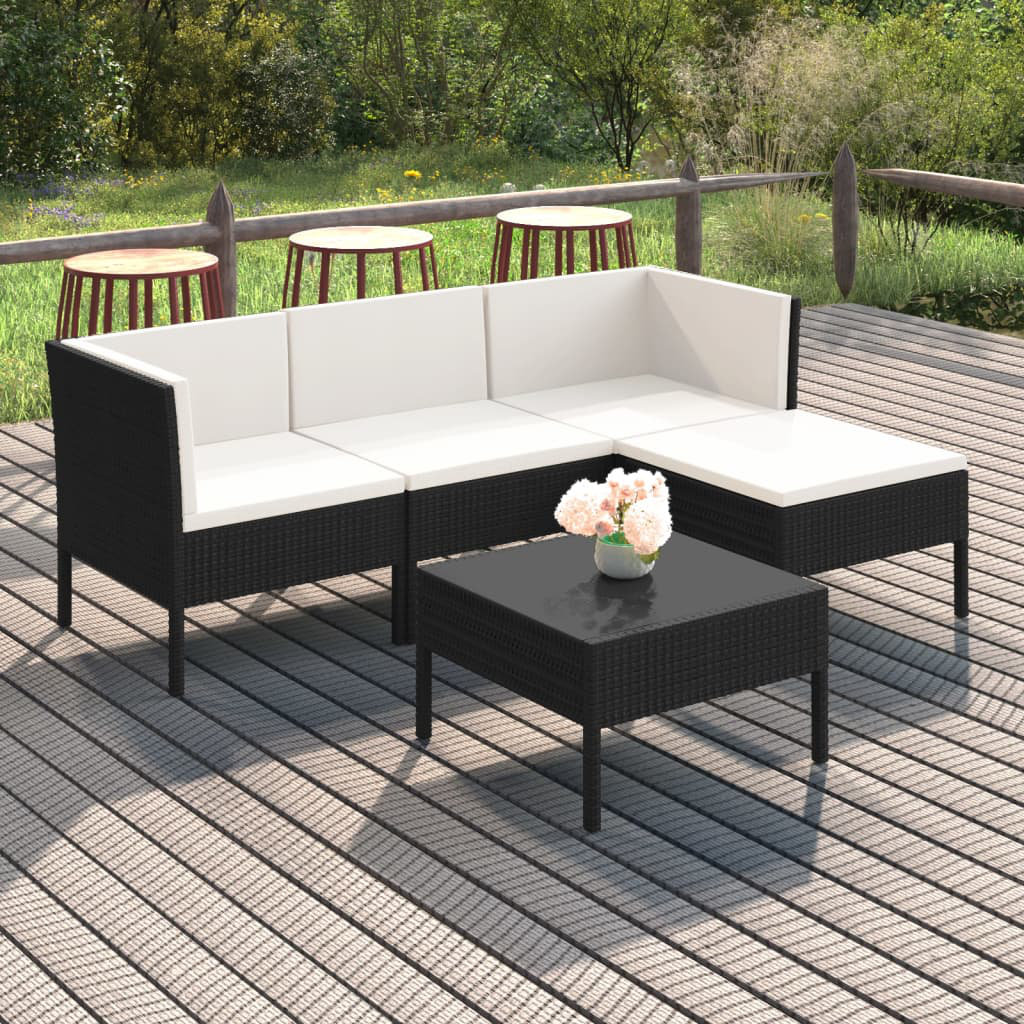 4-Sitzer Lounge-Set Jeslie aus Polyrattan mit Poster