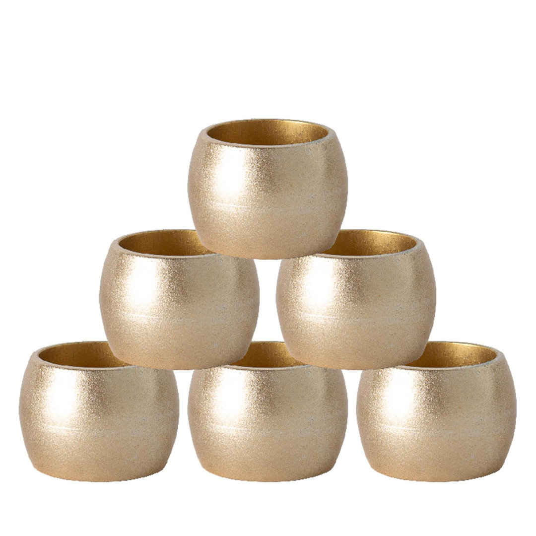 6x Metallic Napkin Rings Luxe Christmas Fine Dining Serviette Holders Gold - Image 4