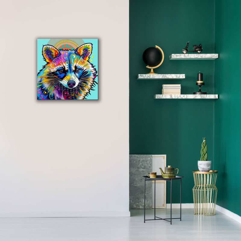 «Brilliant Raccoon» par Dean Russo, art mural sur toile, H 26 po x l 26 po x P 1,5 po
