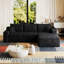 Canapé modulaire 95 po Cloud, fauteuils rembourrés minimalistes modernes, canapé confortable en forme de U pour le salon, canapé d'angle à assise profonde, aucun assemblage requis, noir (tissu en velours côtelé moelleux)
