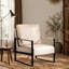 Chaise d'appoint classique de style Mid-Century moderne avec structure carrée en métal durable, fauteuil pour le salon, la chambre à coucher, le bureau personnel en revêtement de microfibre tacheté, cuir PU noir-1949352003