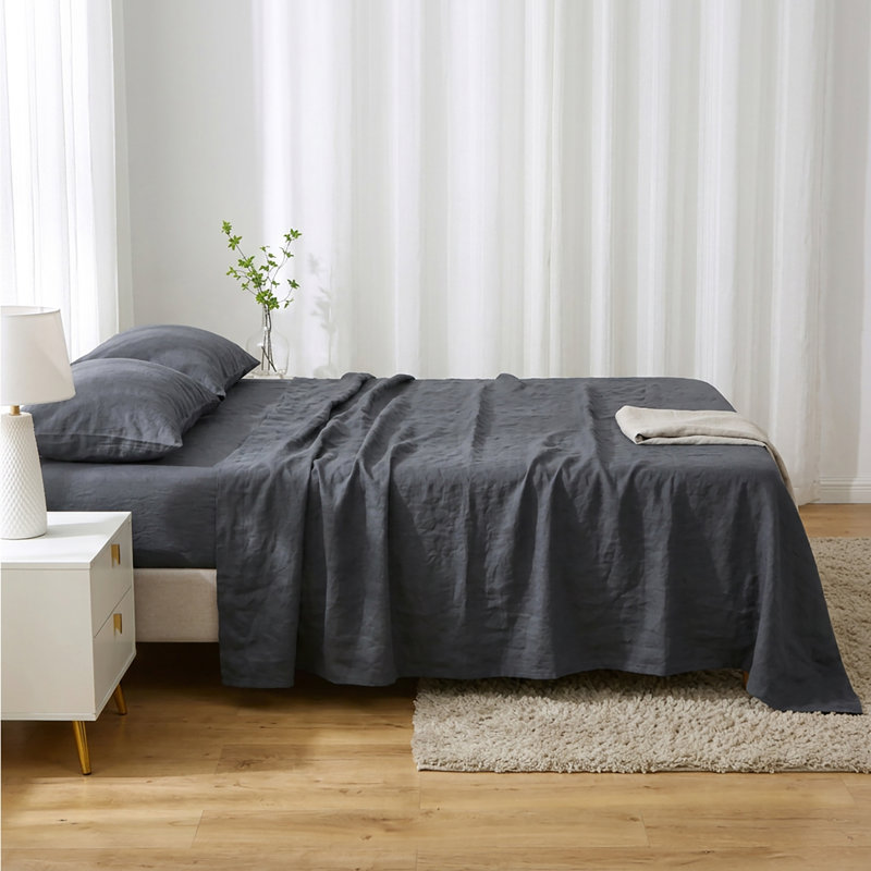 Ensemble de draps gris anthracite, Queen