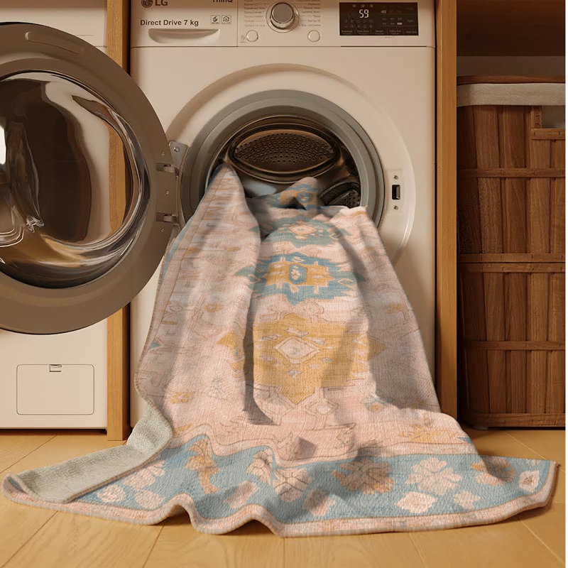 Tapis beige lavable à la machine Afyon