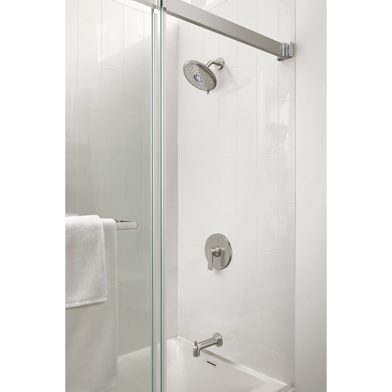 Porte de douche sans cadre avec l 58,469 po x H 59,937 po, Nickel brossé