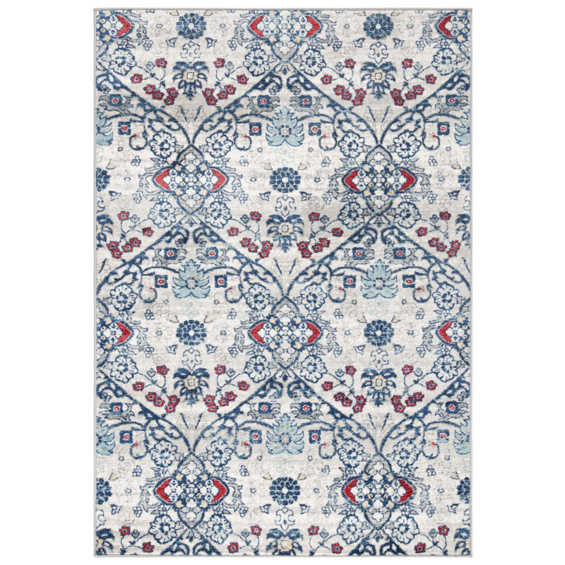 Evart Southwestern Navy/Gray Area Rug, Rectangle 3' x 5'