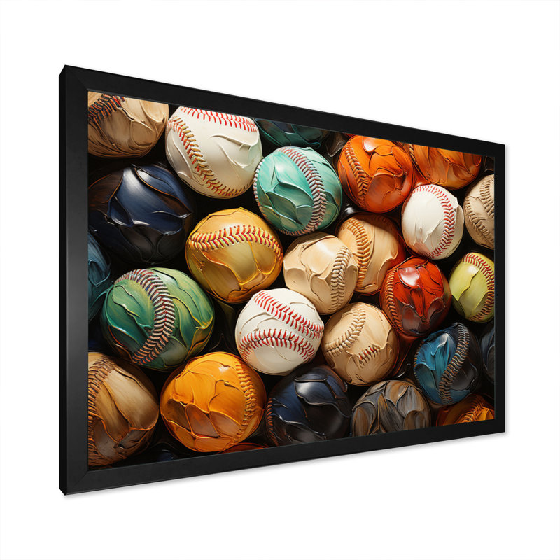 Baseball Collage I - Sport Baseball, impressions encadrées, Cadre photo noir, H 34 po x l 44 po x P 1,5 po