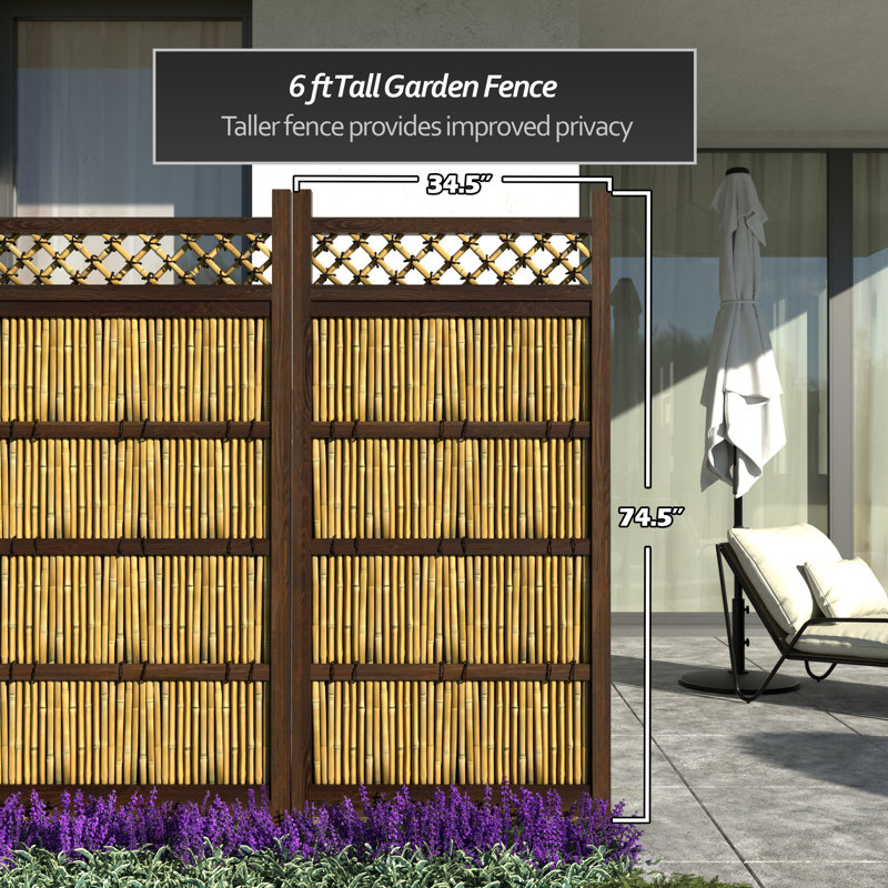 Japanese Zen Garden Fence Panel, 6' H x 3' W, Light Bamboo
